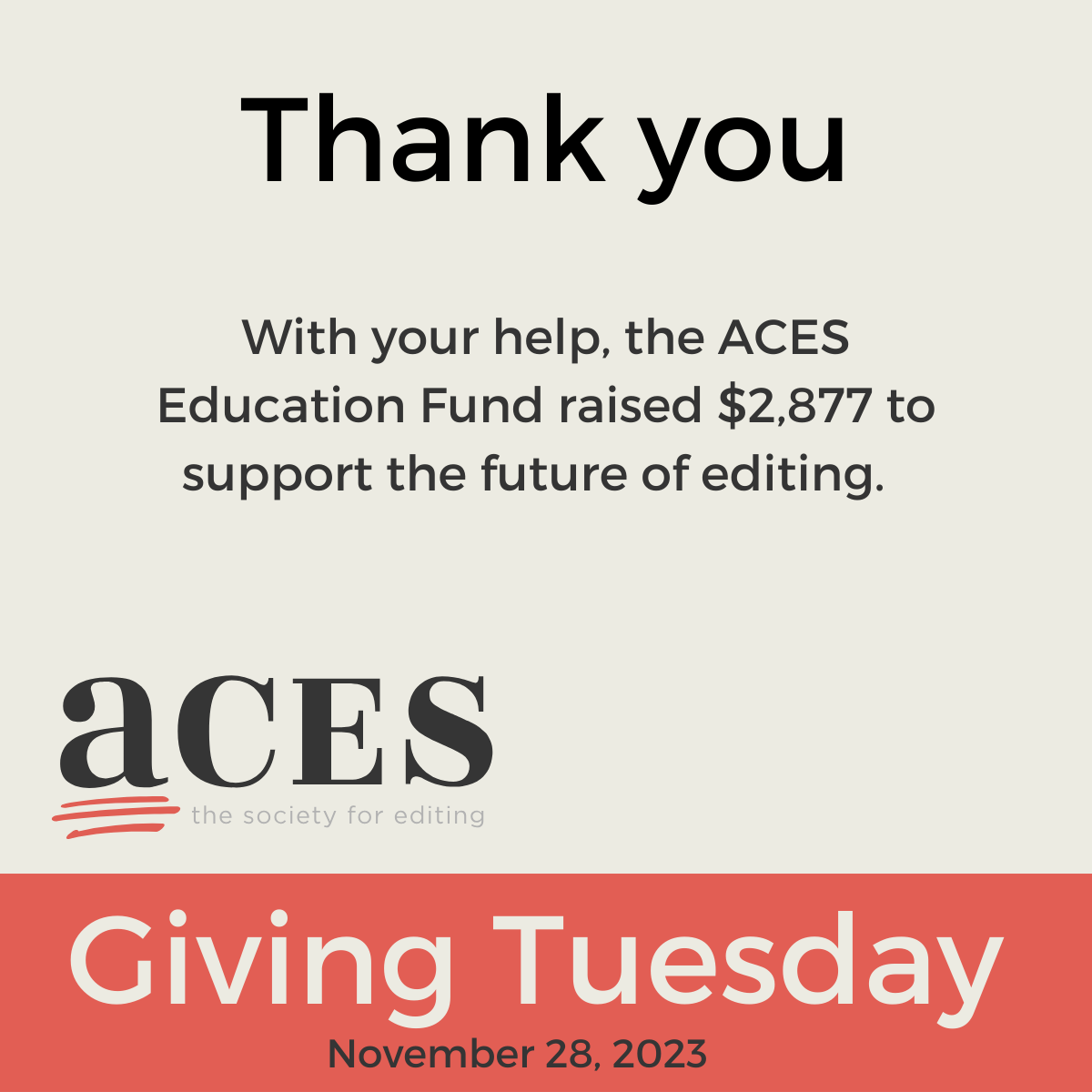 Thanks to you, the ACES Education Fund raised nearly $3,000 in GivingTuesday donations
